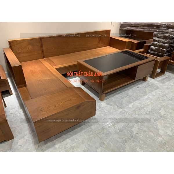 Sofa góc L gỗ xoan đào BG271